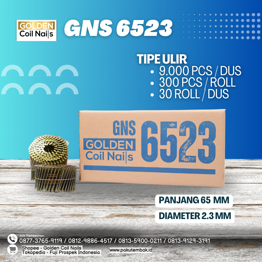 Golden Coil Nails 65mm 2.3 Ulir (GNS 6523)