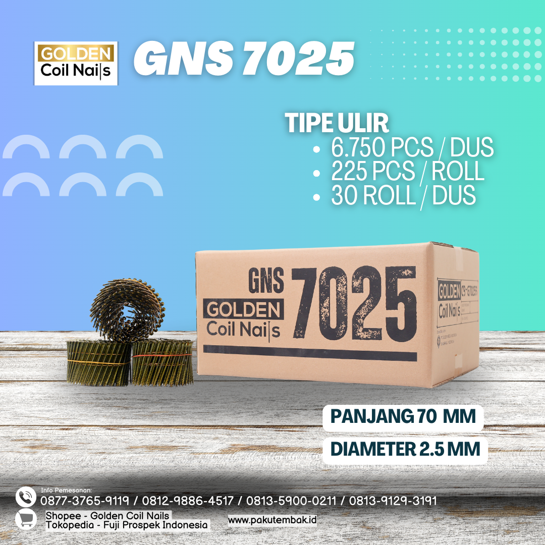 Golden Coil Nails 70mm 2.5 Ulir (GNS 7025)