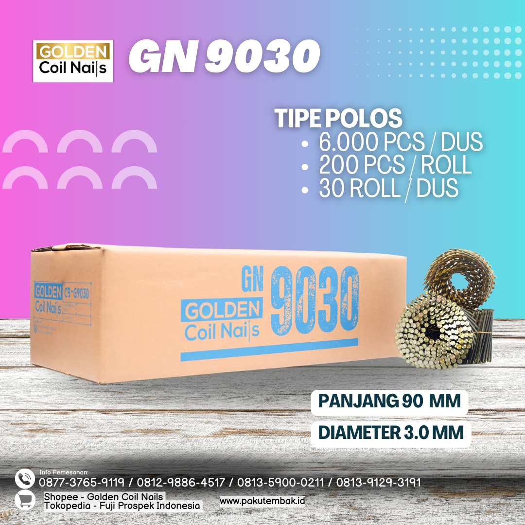Golden Coil Nails 90mm 3.0 Polos (GN 9030)