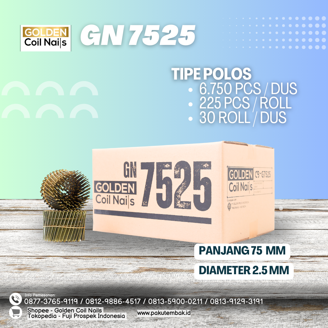Golden Coil Nails 75mm 2.5 Polos (GN 7525)