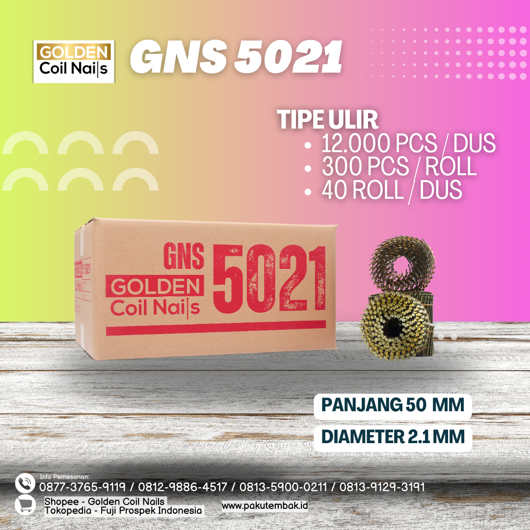 Golden Coil Nails 50mm 2.1 Ulir (GNS 5021)