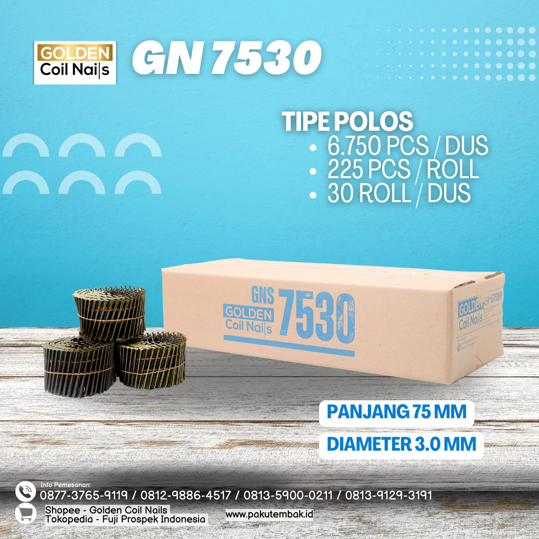 Golden Coil Nails 75mm 3.0 Polos (GN 7530)